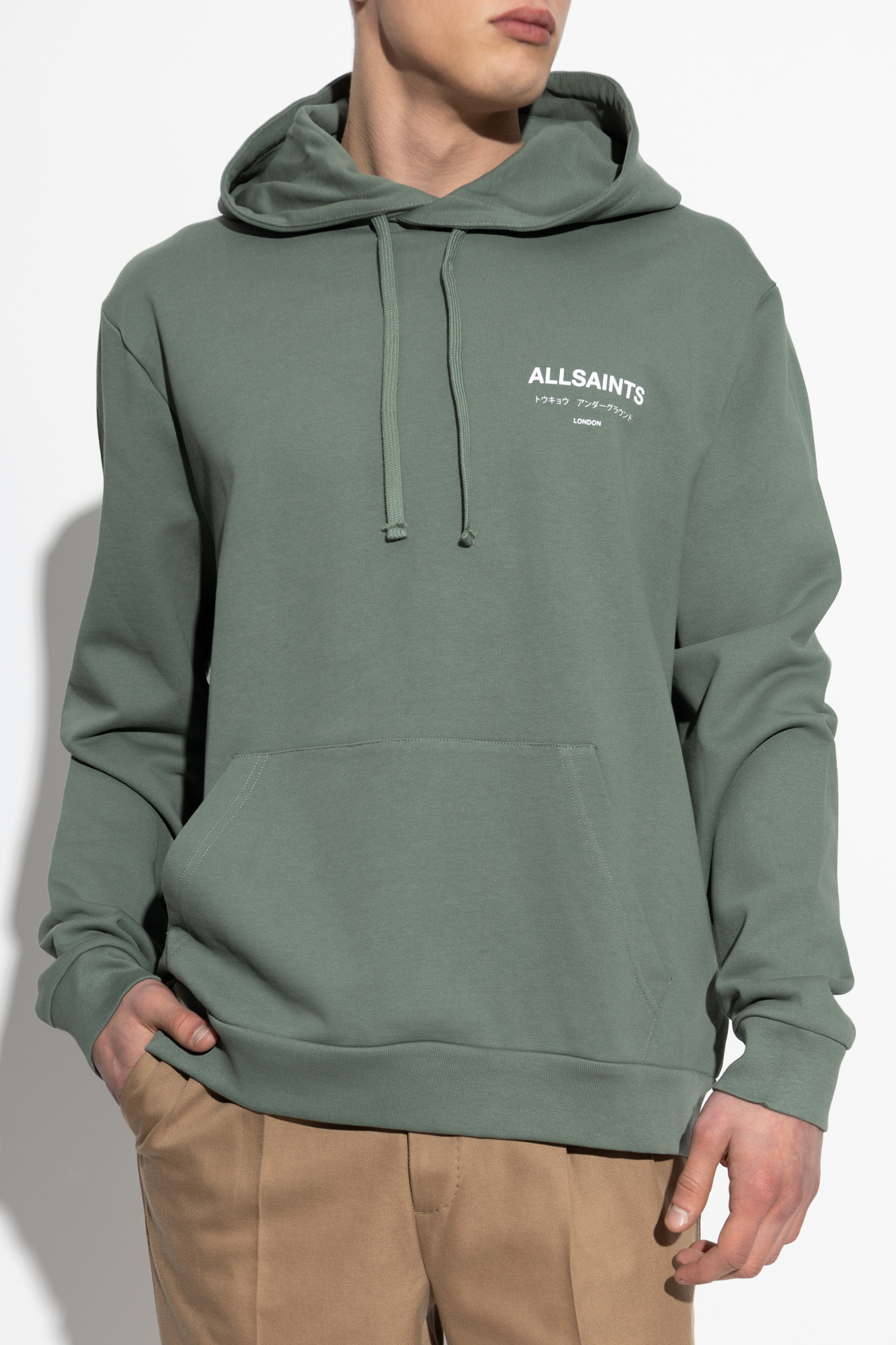 (取寄) オールセインツ メンズ アンダーグラウンド Oth フード AllSaints men Underground Oth Hood Smokey Green AllSaints Men's Underground Oth Hoody, Pewter Green at